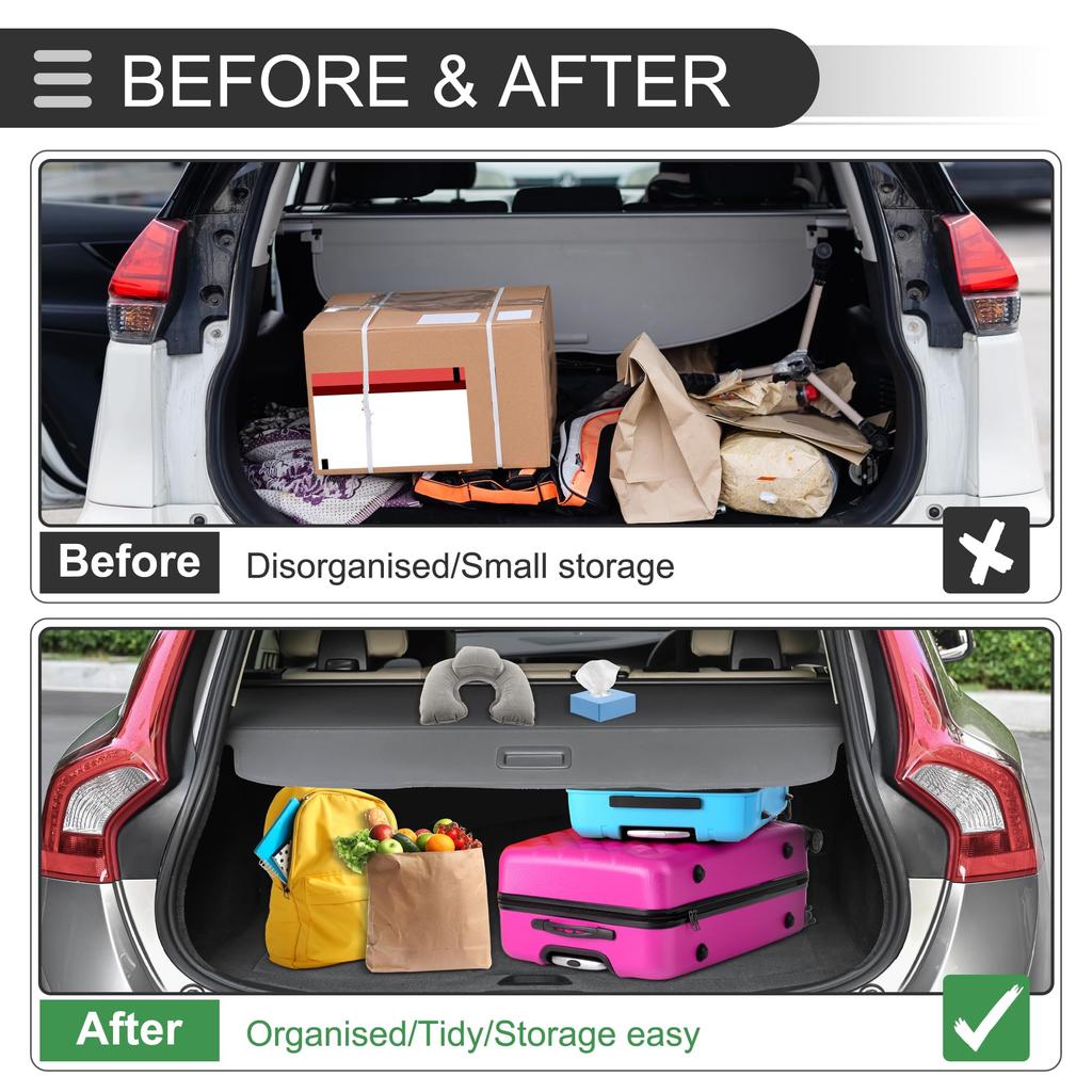 Motoforti Rear Trunk Parcel Shelf Storage Cover for Volvo Cargo Security Tonneau Privacy Gloss Black XC60, Shield, Shade, Cover, Protection, Canvas,