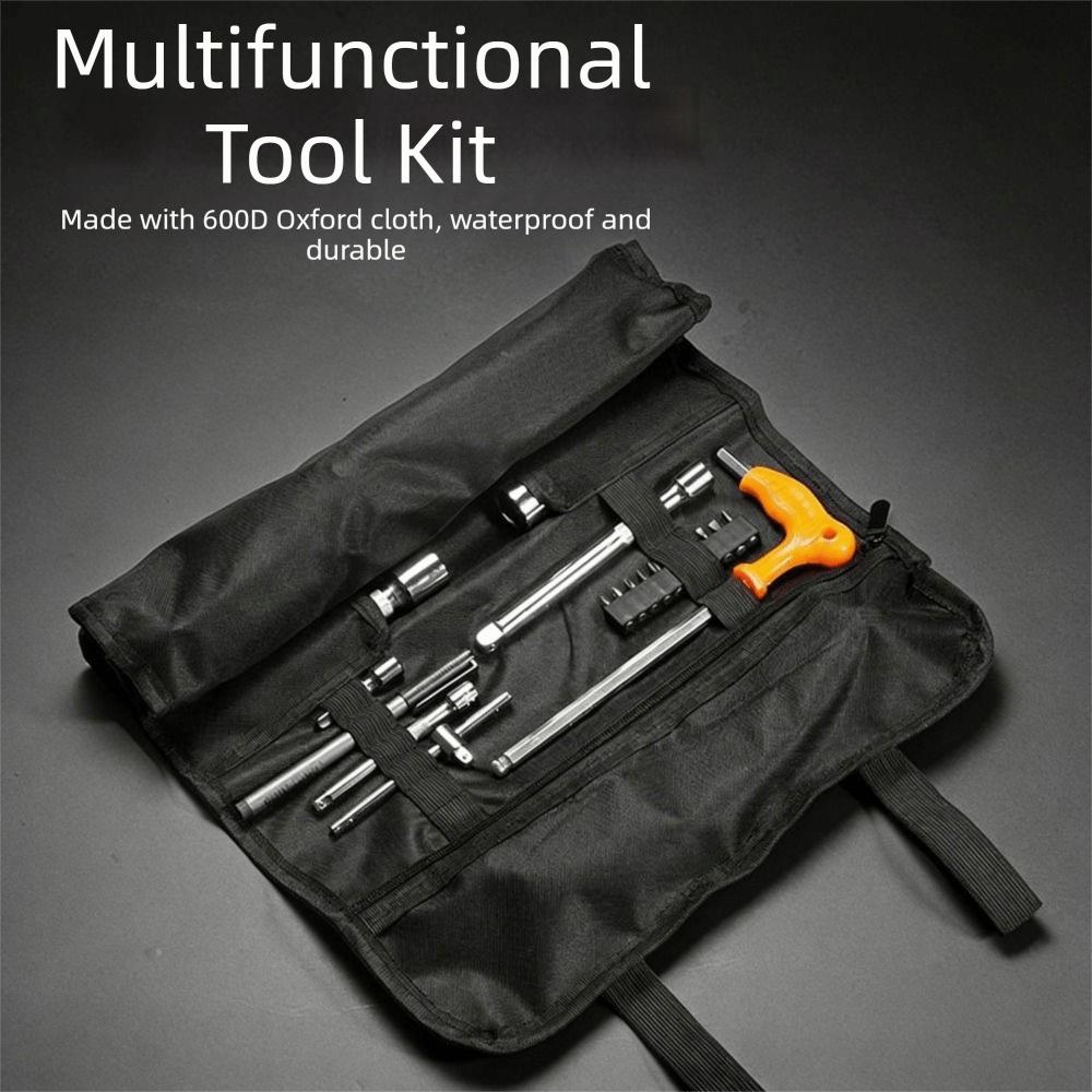 Zipped Compartments Roll Up Tool Bag Canvas Material Hanging Tool Organizer  Wrench Organizer