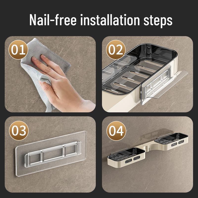 Nástěnný rohový úložný regál do koupelny