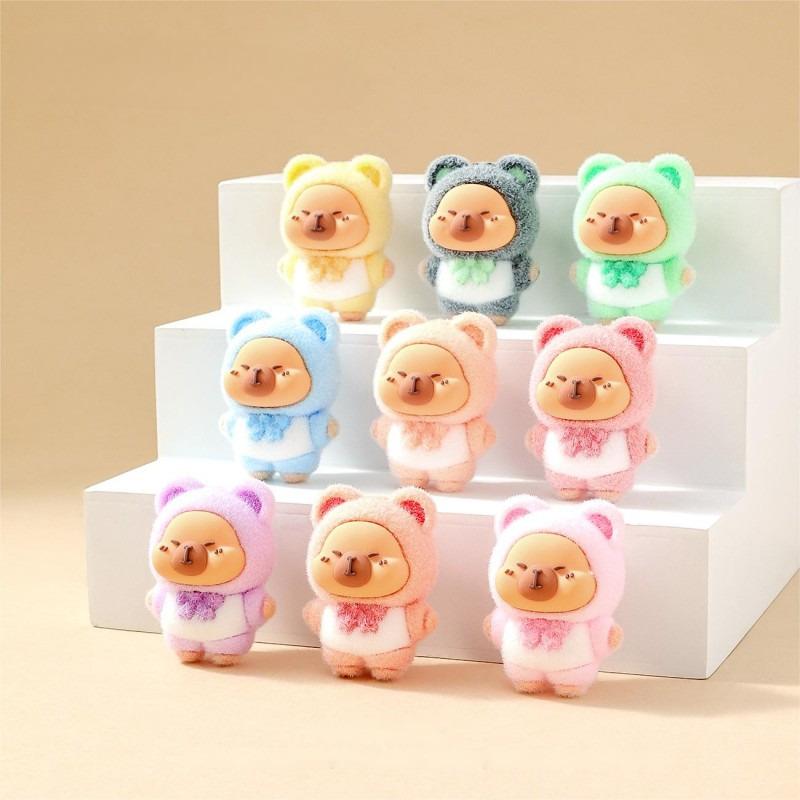 Mini Dora Blind Box Flocking Capybara Doll Model Cute Cartoon Figures Desktop Ornaments Creative Christmas Gift Party Favors
