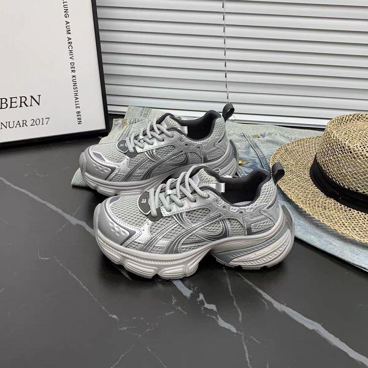 Cowhide Version~ New Shock-absorbing Platform Dad Shoes In Autumn 2025 Women's Genuine Leather Mesh Lightweight Casual Sports Shoes