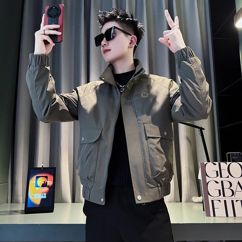 Men's Trendy Stand-Up Collar Workwear Jacket for Spring and Autumn