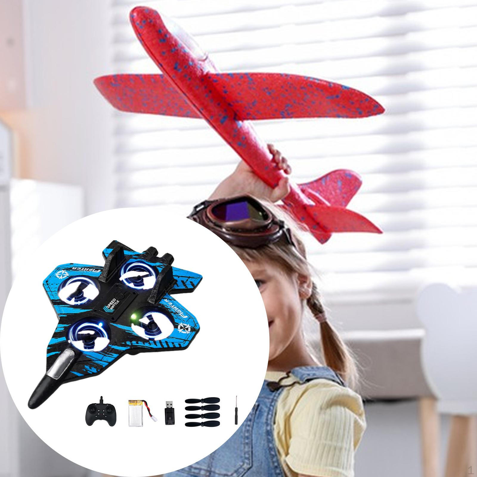 

Foam Remote Control Airplanes Outdoor Flying Toy Drop Resistant RC Glider Plane with B blue