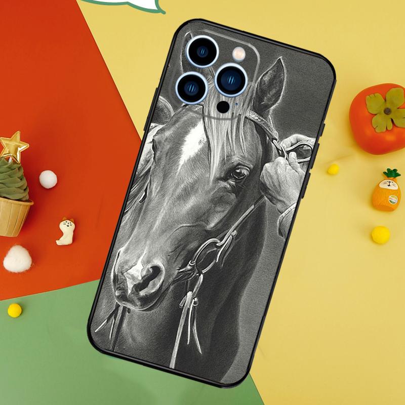 Horse Sketch Phone Case For iPhone 17 Pro Max 16 15 14 13 12 11 Pro Max Plus 12 13 Mini 16e 17 Air Cover
