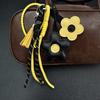 Yogodlns Trendy PU Leather Sunflower Bag Pendant Contrasting Cartoon Five Petal Flower Keychain Fashion Car Keyring Bag Pendant Women