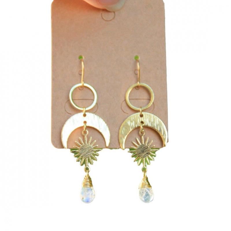 Silver Transparent Quartz Celestial Earrings