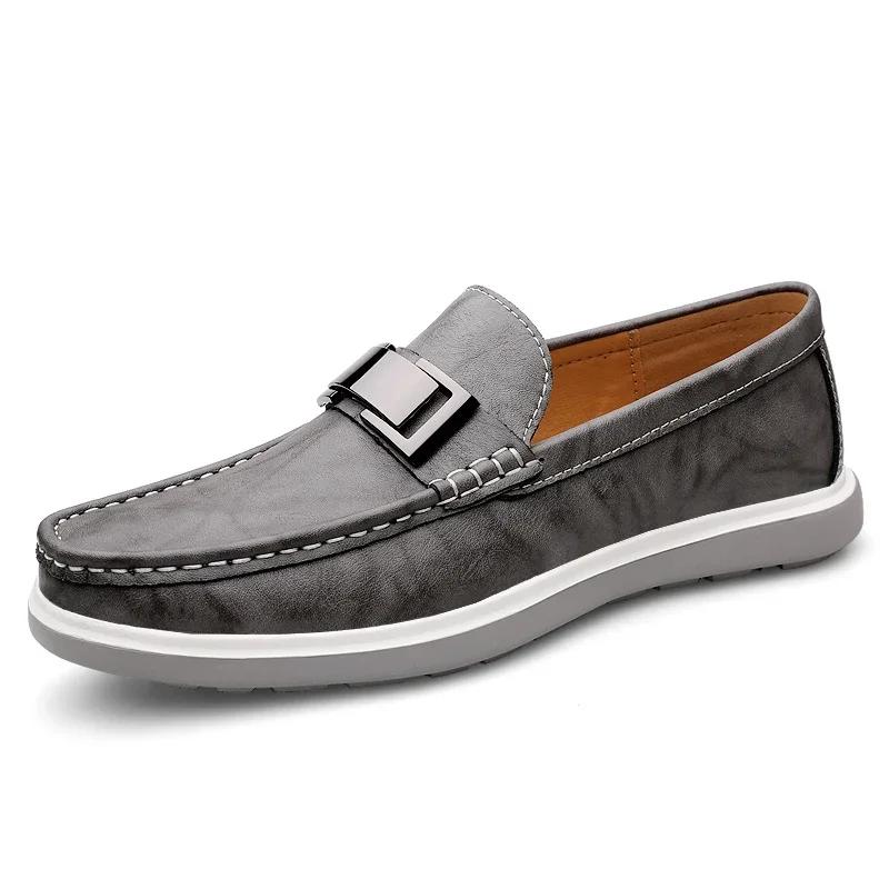 Luxury Brand Genuine Leather Shoes Men Casual Slip on Formal Dress Loafers Breathable Soft Flats for Male Non Slip Driving Flats