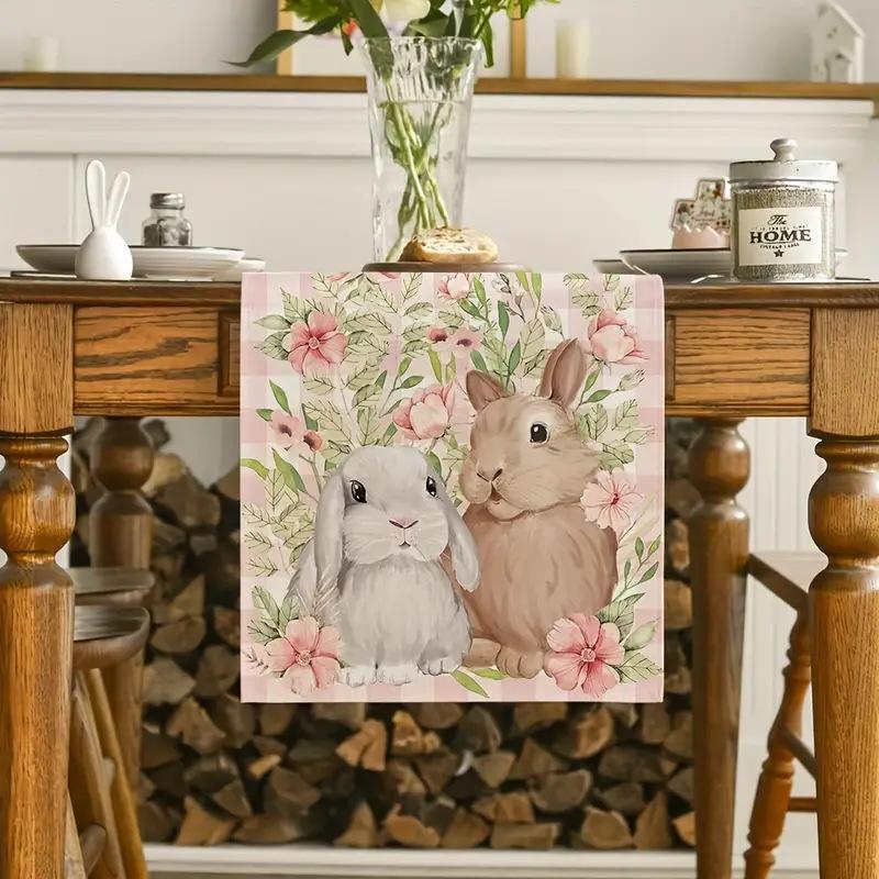 Easter Tablecloth Rectangular Shape Printed Tablecloth Linen Tablecloth Linen Easter Table Runner For Easter Celebration Party