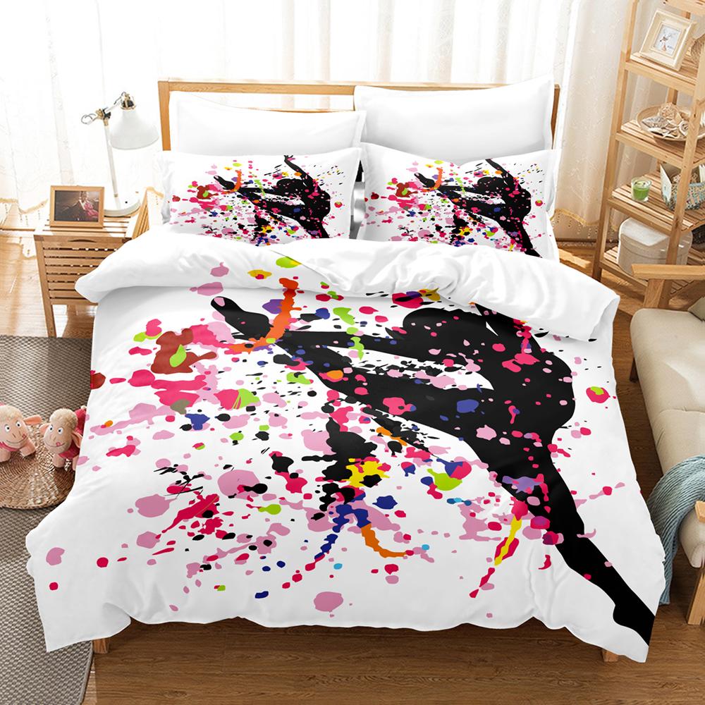 3D Printed Cartoon Ballet Girl Bedding Set Down Quilt Cover With Pillowcase Double SIngle King 3D Printed Anime My Dress-U