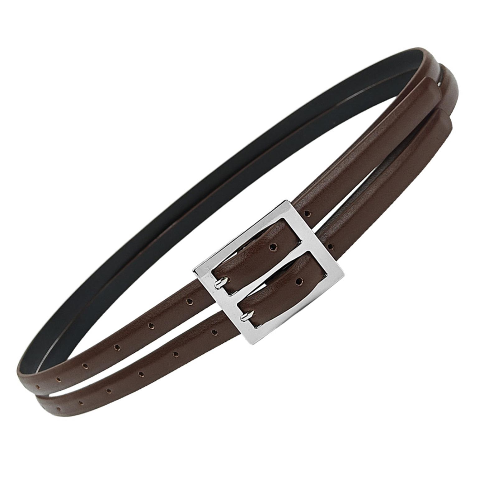 

Черный ремень с двойной пряжкой, регулируемый эластичный пояс, повседневный женский пояс для офиса или повседневной носки кофейный