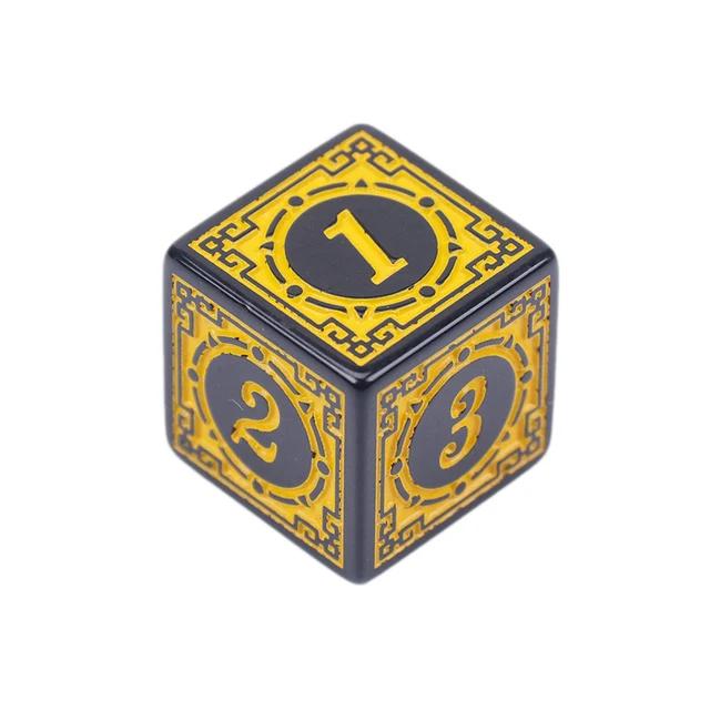 10pcs/Pack Acrylic D6 Carved Pattern Dice 6-Sides Accessories Polyhedron Colorful Dice Digital Game Dice Cubes