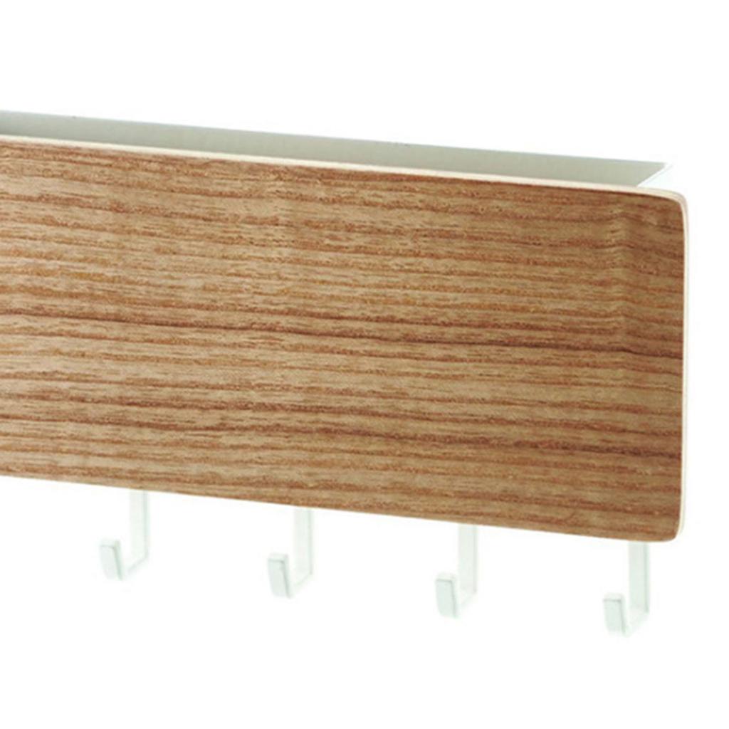 Japanischer Schlüsselhalter aus Holz zur Wandmontage mit 5 Haken, stanzfrei, multifunktionaler Schlüsselaufhänger für Zuhause