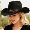 European and American Retro Western Cowboy Hat Fashionable Versatile Thermal Hat Autumn and Winter Women's Party Performance Jazz Top Hat