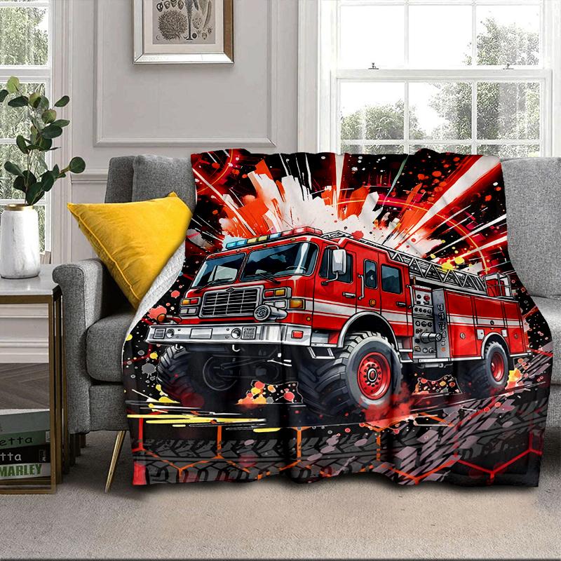 Electric Monster Truck Art Blanket Flannel Blanket for bed, sofa, Camping, Hiking, Picnic Essentials, gift for family Fan gifts