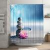 Zen Stones and Lotus Waterproof Shower Curtain Heat Resistant Machine Washable Non-Transparent 180x180cm