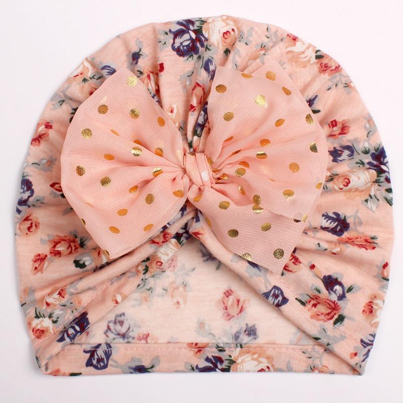 Seasonal new printed children's hats, baby bow headgear, thin girls' hats for infants and young children