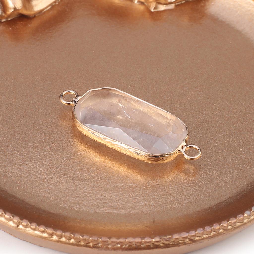 Conectores Piedra Natural cuarzo rosa/amazonita conector facetado rectangular para fabricación de joyería DIY collar pulsera accesorio