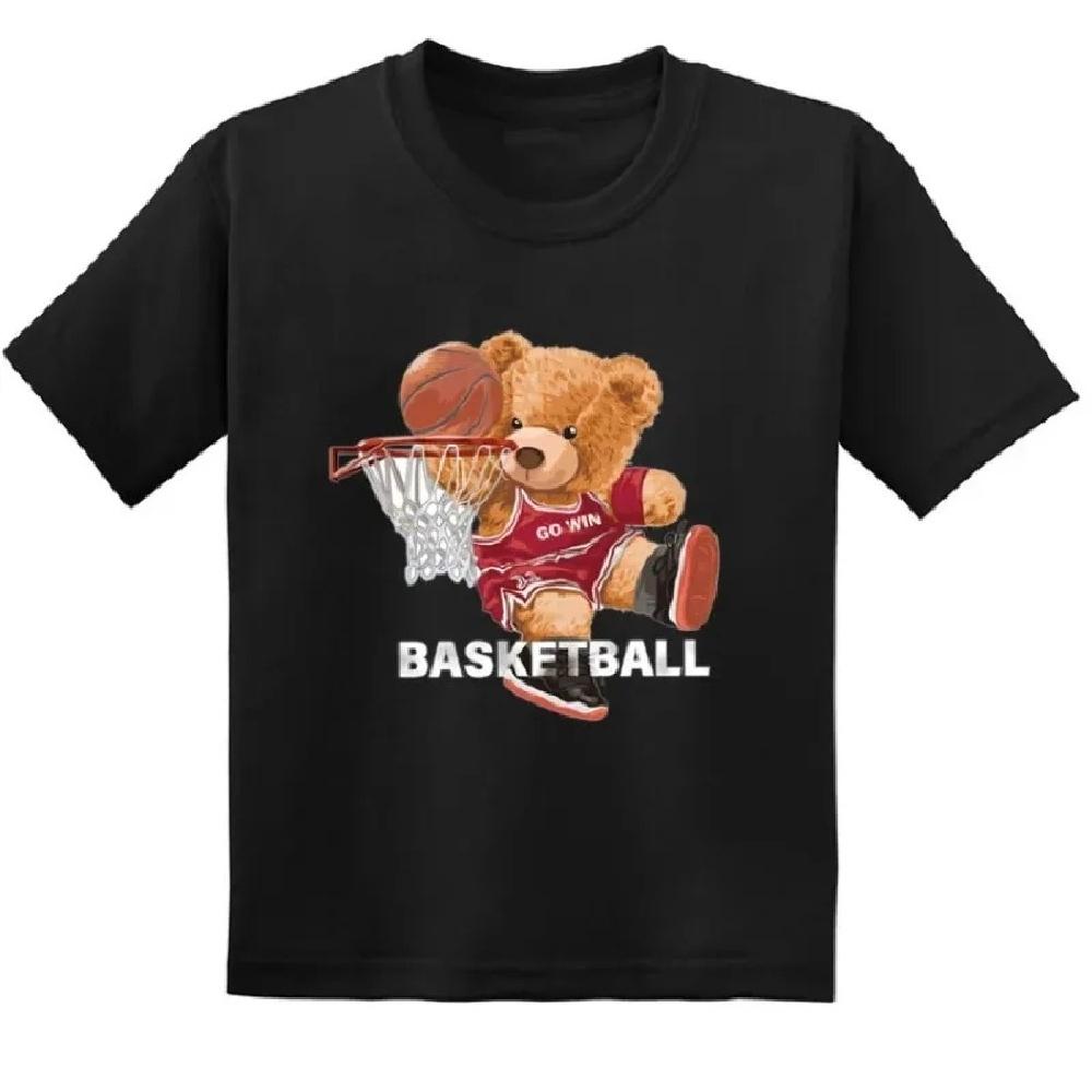 Медведь Мода Детская Одежда Футболка Новая Летняя Повседневная Забавная Детская Одежда Мальчики Младенцы Девочки Футболка Одежда Дети XXXXXL чёрный