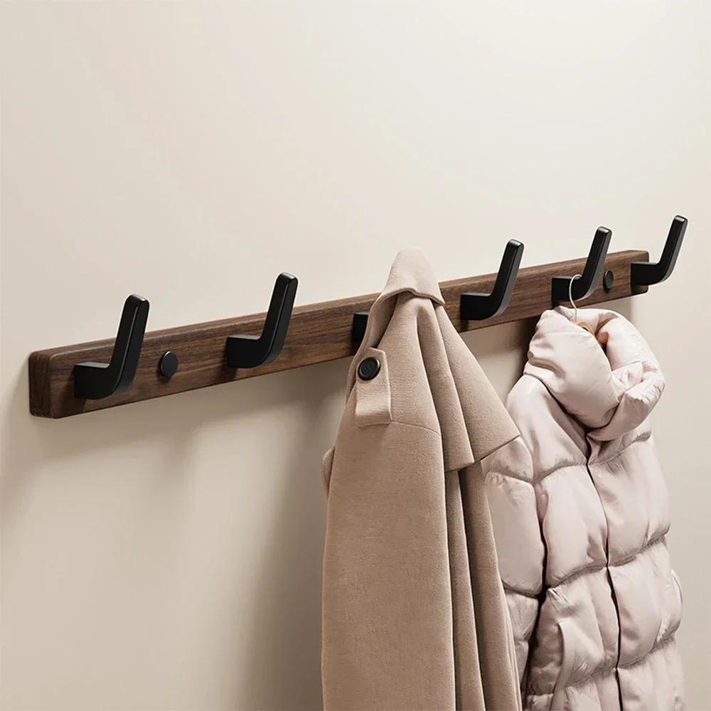 Walnut Coat Rack Solid Wood Hooks Key Bag Extended Storage Hanger for Entrance Door Hallway Wall Decor Furniture clothing rack