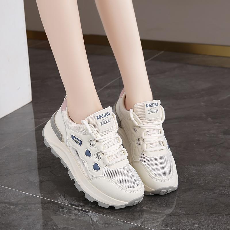 Fashion CRLAYDK Chunky Sneaker for Women Platform Tennis Fashion White Dad Shoes Mesh Breathable Casual Lace Up Walking Sport Trainers