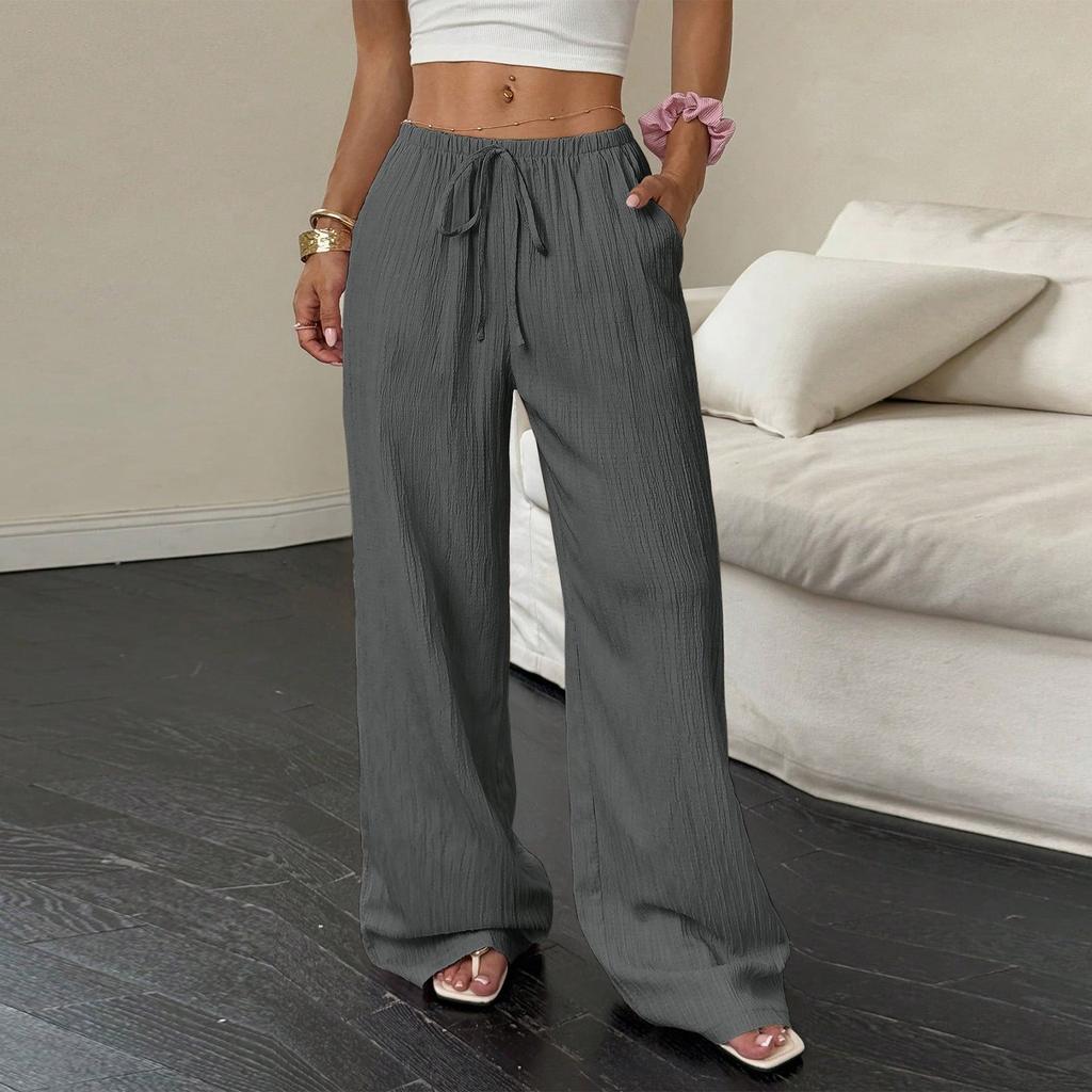 Women's Casual High Waist Loose Lace Wide Leg Pants