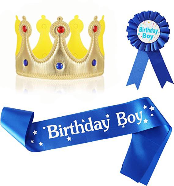 Birthday Sash & Crown Badge for Boyfriend or Husband Celebration - Party Decoration & Photo Props