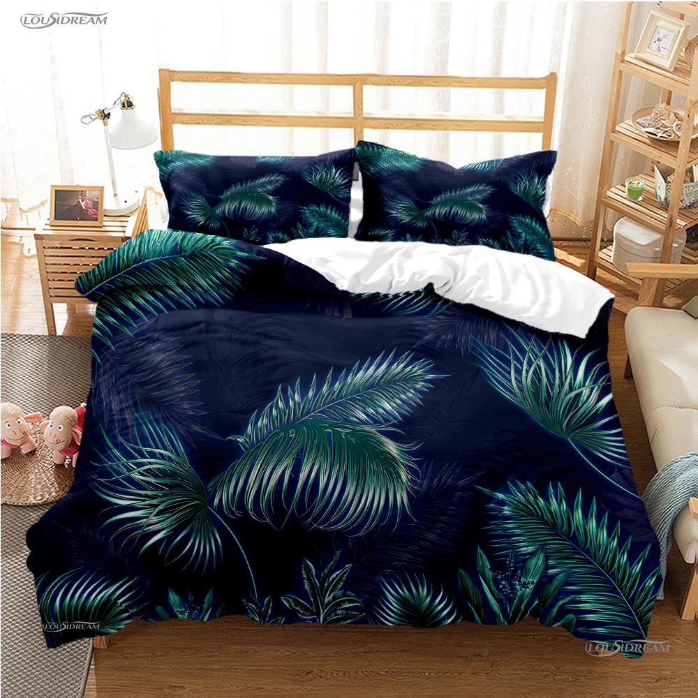 Tropical Leaf Fashon Duve All Season Duvet Cover Comforter Bedding Set Soft Quilt Cover and Pillowcases Single/Double/Queen/King