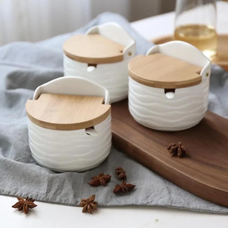 Nordic Ceramic Seasoning Pot Household Seasoning Pot Spice Pot Salt Pot Kitchen Household Seasoning Container Spice Jar