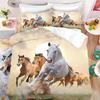 Animal Horse Quilt Cover Set Hidden Zipper, Horse Duvet Cover with Pillowcases Soft Microfiber Bedding Set  for Kids Adults