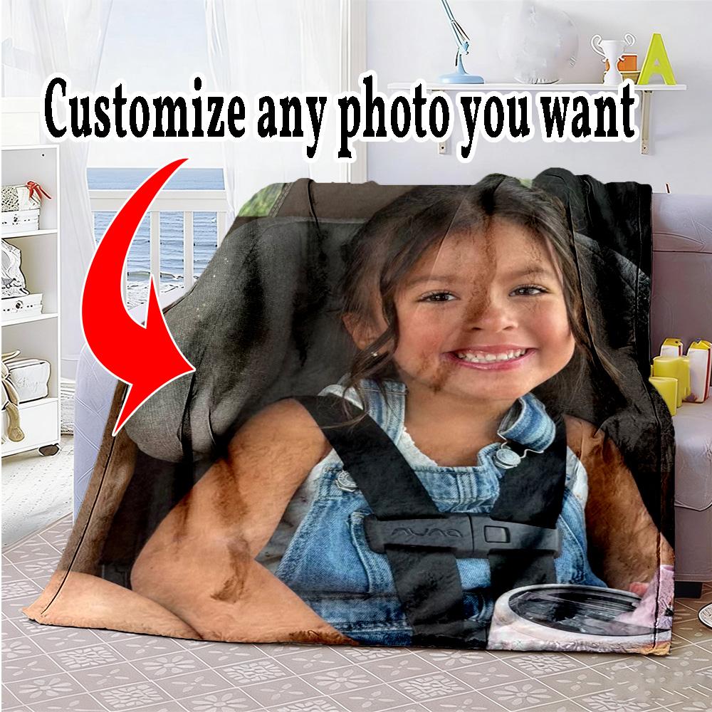 Customize Photos Personalized Photos Blanket Cozy Personalized Blanket Soft Warm Cozy Suitable for Office Livingroom Home Decor Picnics