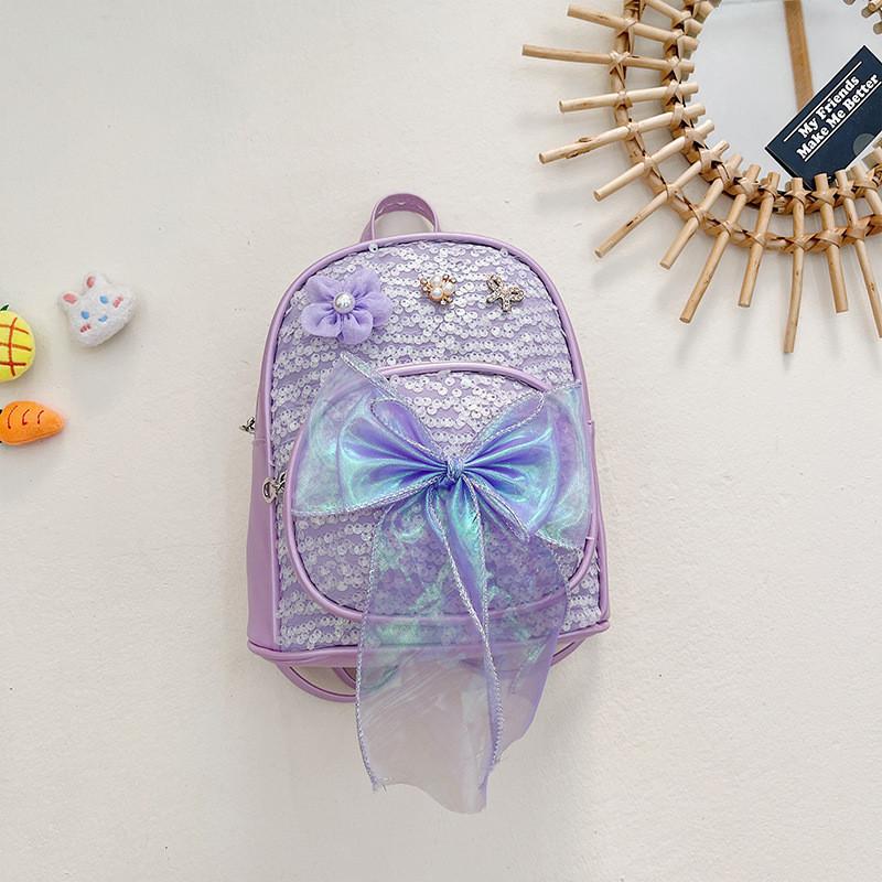 Trendy Bowknot Sequin Children's School Bag Ages 2-5 Girls Waterproof