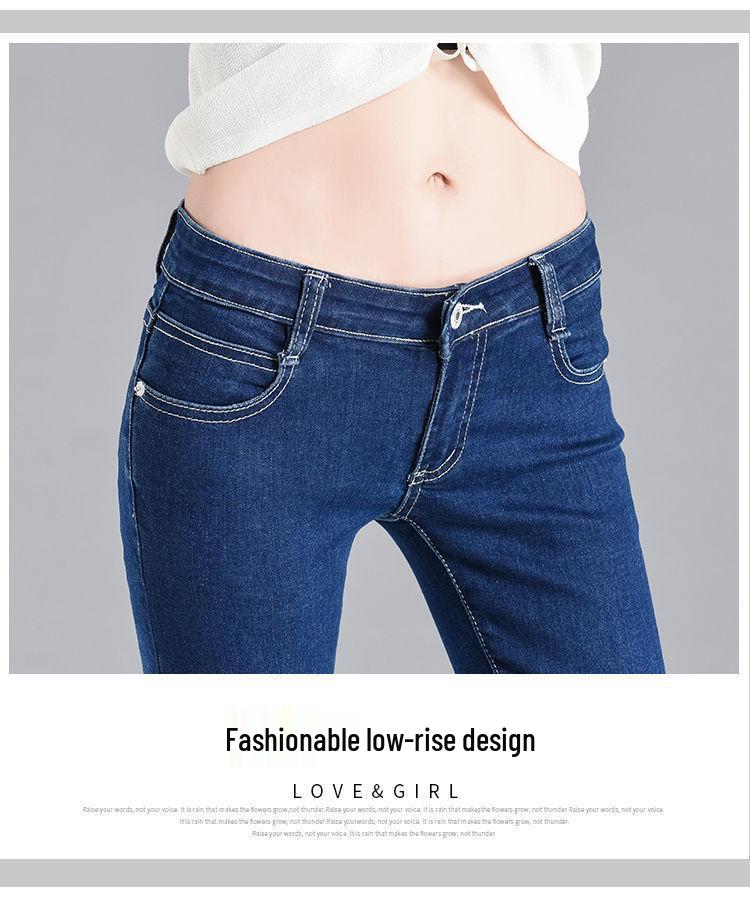 Damen Slim Fit Low-Waist Jeans mit Fleecefutter: Elastische, eng anliegende Cropped-Bleistifthosen