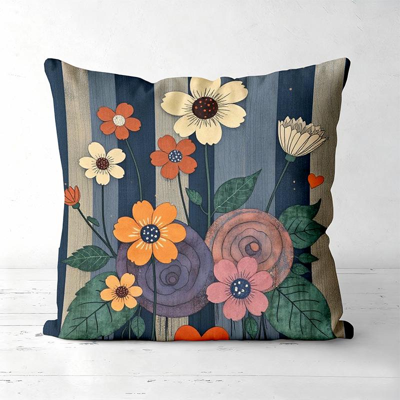 Colorful Floral Heart Patterned Decorative Cushion Covers Polyester pillowcase, sofa decorative cushion cov Headboard Pillow