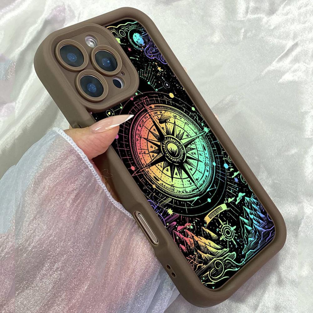 JT366 Mystic Compass Art for iPhone 17 16 15 14 13 Pro Max Samsung S26 S25 Ultra A17 A07 A56 A16 A15 Xiaomi 15T Redmi 15c Note 14 13 Soft Case