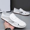 Summer Designer New Men's Gladiators Black White Silp On Pu Leather Casual Shoes Male Breathable Beach Sandals Outdoor Slippers