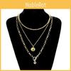 Trendy Multi-layered Geometric Alloy Necklace Features Chic Bell Charms For Women