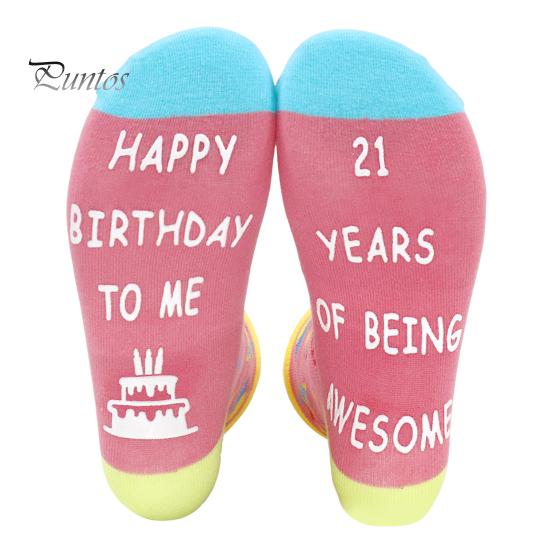 

1 пара носков унисекс на день рождения с аппликацией из букв, средней длины, толстые, сохраняющие тепло, носки-тапочки со скрытым дизайном в виде благословения, противоскользящие, трикотажные, повседневная одежда, спорт C
