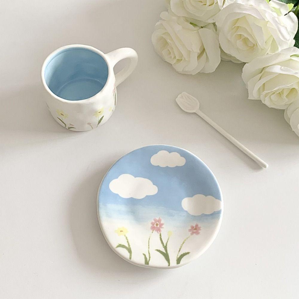 Hand Pinched Milk Mugs Ceramic Milk Tea Cup Ins Korean Style Oatmeal Breakfast Mug  Kitchen