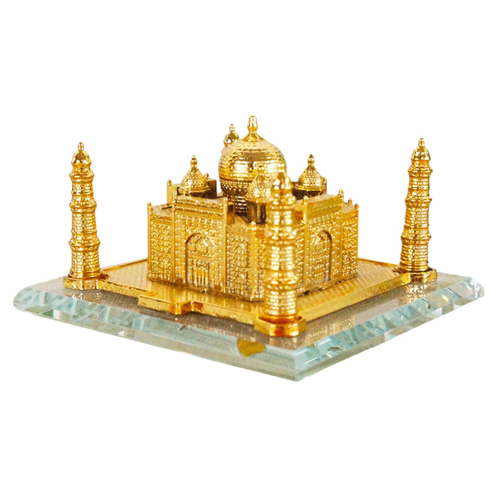 Metal Crystal Glass Taj Mahal Model Ornament Decor Tourism Souvenirs World Renowned Landmark Architectural Decoration
