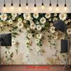 2D Rustic Beige Wall Backdrop White Daisies & Ivy Party Photography Banner