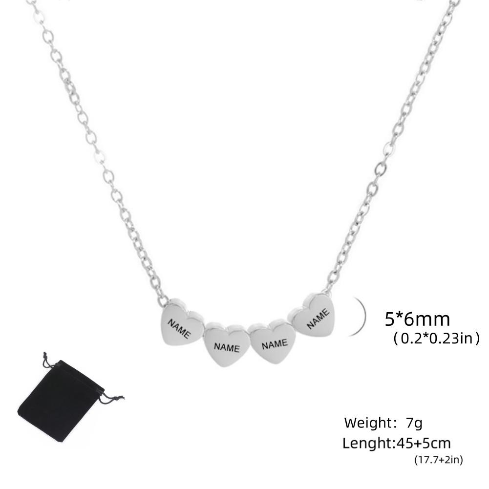 Customized Name Date Mini Minimalist Love Necklace Stainless Steel Heart Shaped Women's Necklace Fashion Couple Jewelry Gift