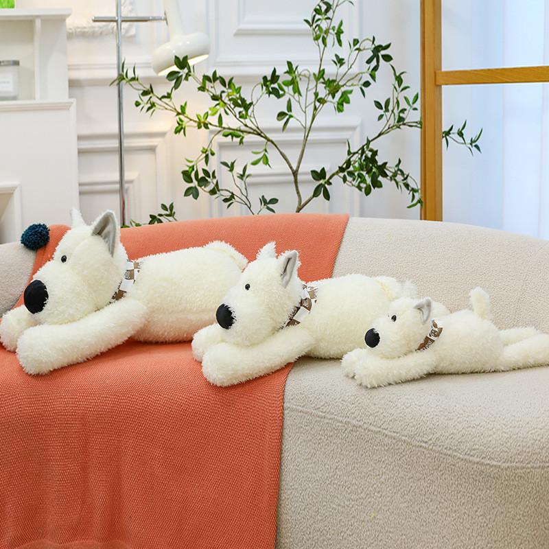 White Highland West Terrier With Shark Scarf Plush Toy Stuffed Animal Dolls