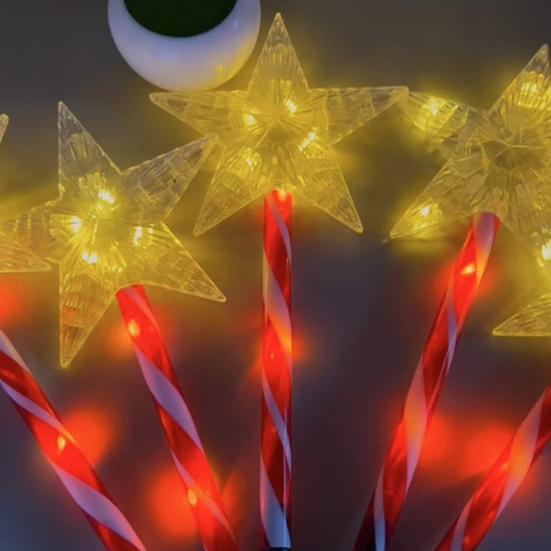 Solar Christmas Stake Lawn Decor with Santa Lights Waterproof Outdoor And Snowman Warm White LED