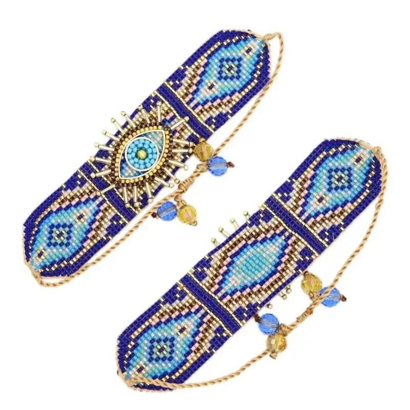 

ALIYA Miyuki, браслет с бусинами от сглаза, богемный Mujer Pulseras Moda, женский браслет, ювелирные изделия, плетеный браслет ручной работы