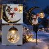 Solar Garden Decorations for Walkways Snowman Stake Light, Powered Crescent Moon Lamp, Festive Iron Lawn Stakes Warm Glow Waterproof Pathway