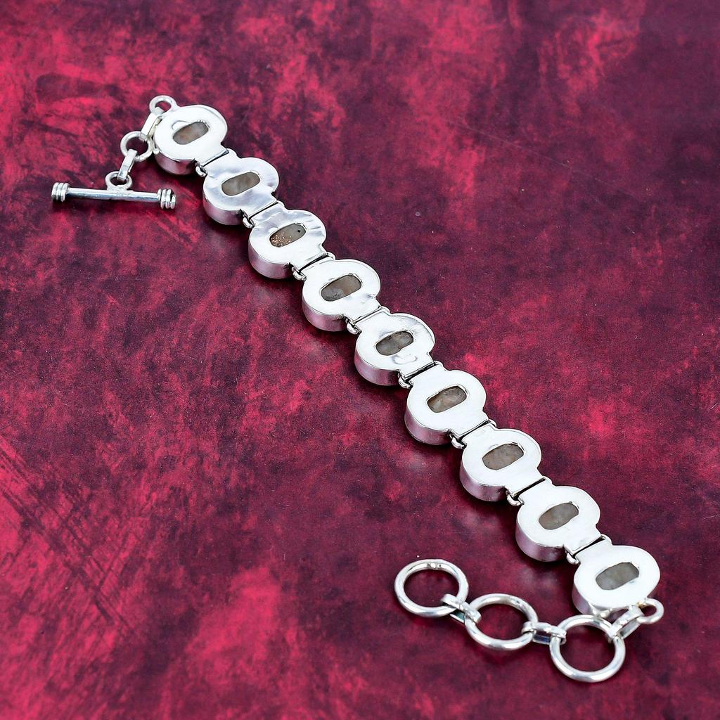 Sunstone 925 Solid Sterling Silver Bracelet, Handmade Gemstone Bracelet Jewelry, Gifts For Wife Brand New Bracelet