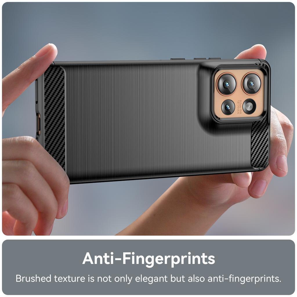 For Motorola Edge 50 5G Case with Screen Film WANLONFENG LS Series Big Lens Hole Brushed Texture TPU Phone Cover