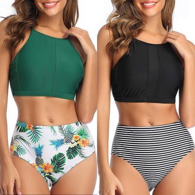 high waisted criss cross bikini bottoms