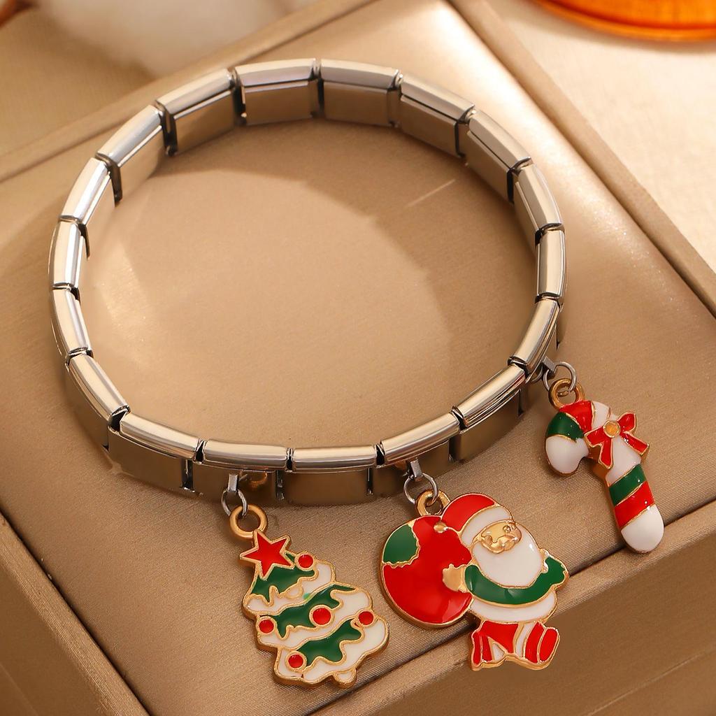 Christmas Women's Bracelet: European & American Creative Snowflake, Reindeer, Bell, Santa Claus Drawstring Design