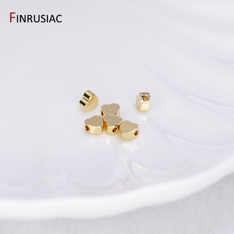 5mm Gold Plated Heart Beads Spacer Beads For DIY Handmade Bracelet Necklace Making Accessories Wholesale